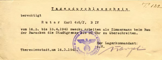 Karel Rutar's work permit