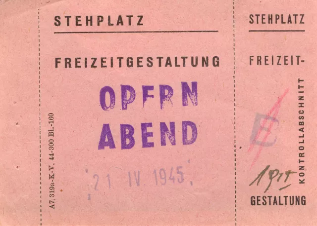 Opera ticket from Terezin Opera ticket from Terezin