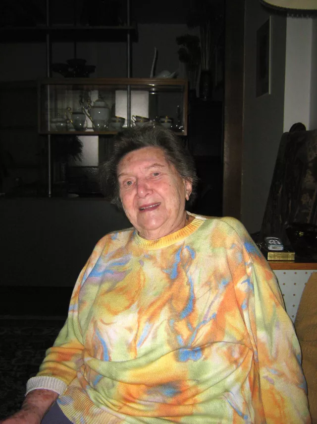 Ludmila Rutarova in her apartment