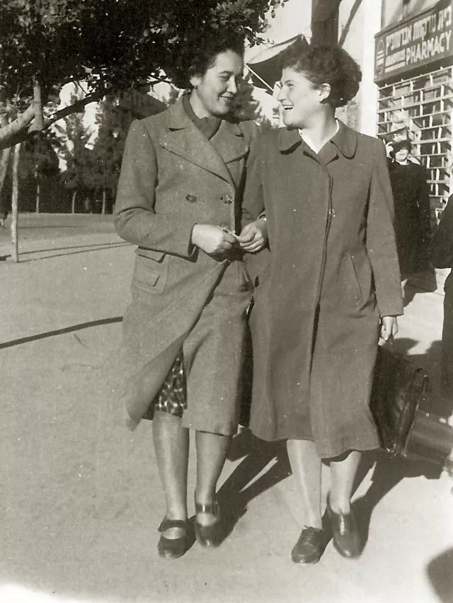 Liselotte Teltscherova with her flatmate Eva Weidova