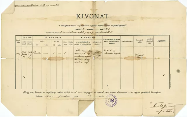 Pór Endre keresztlevele Pór Endre keresztlevele