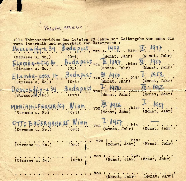 Polgár Ferenc lakcímigazolása