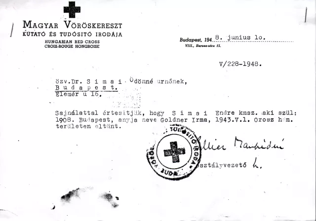 Értesítés a Vöröskereszttõl