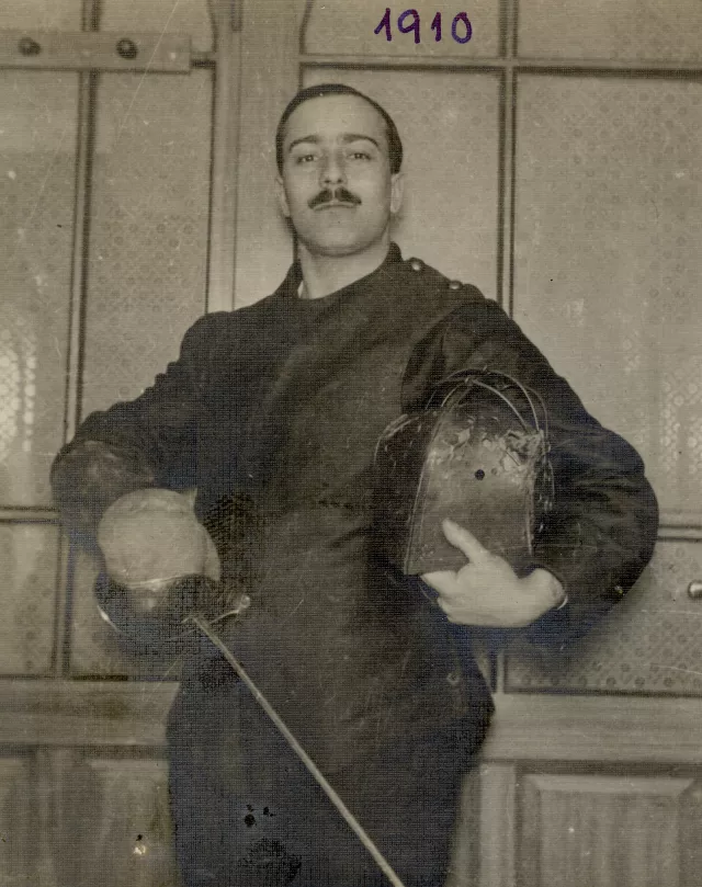 Miksa Domonkos in his fencing outfit Miksa Domonkos in his fencing outfit