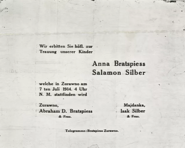 Vágó Istvánné szüleinek házassági értesítõje