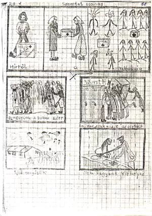 Zsuzsa Merenyi's diary with drawings about the deportation Zsuzsa Merenyi's diary with drawings about the deportation