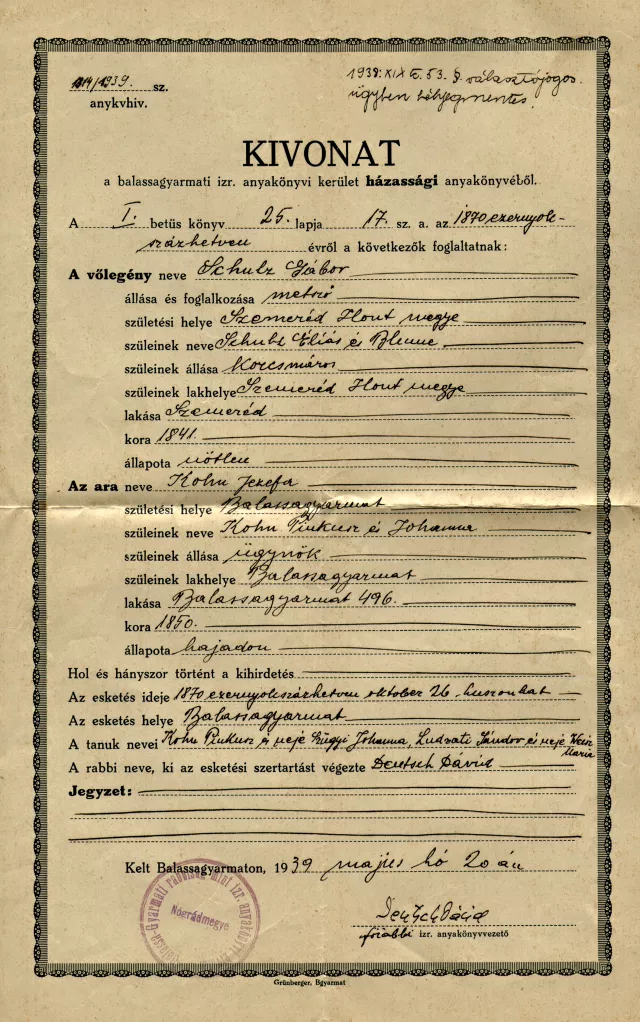 Marriage certificate