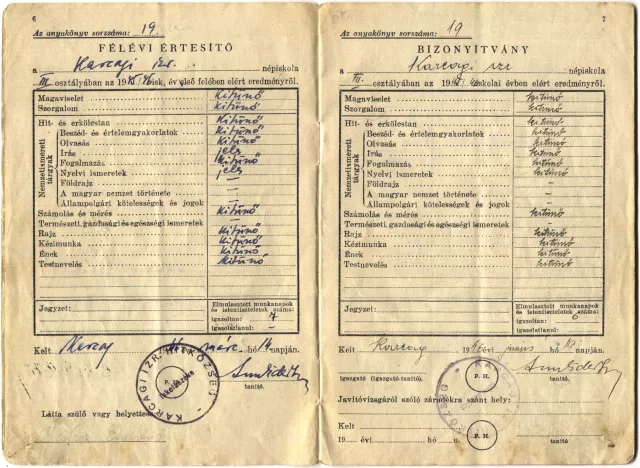 Kertész Péter általános iskolai értesítõje a karcagi izraelita iskolából Kertész Péter általános iskolai értesítõje a karcagi izraelita iskolából