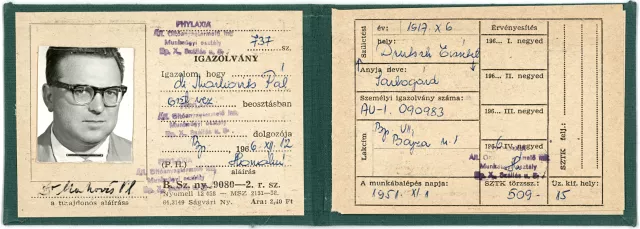 Markovits Pál munkahelyi igazolványa