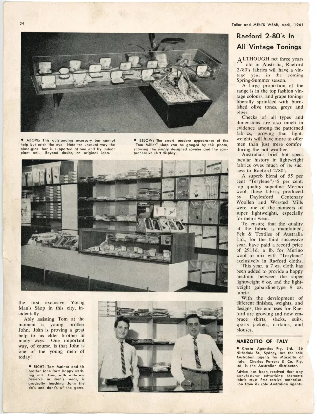 Magazine article featuring Thomas Molnar's shop