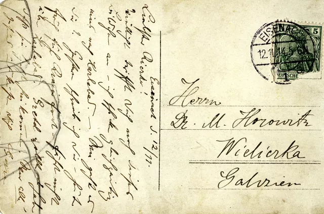 Postcard from Hersz Horowitz to Mojzesz Horowitz