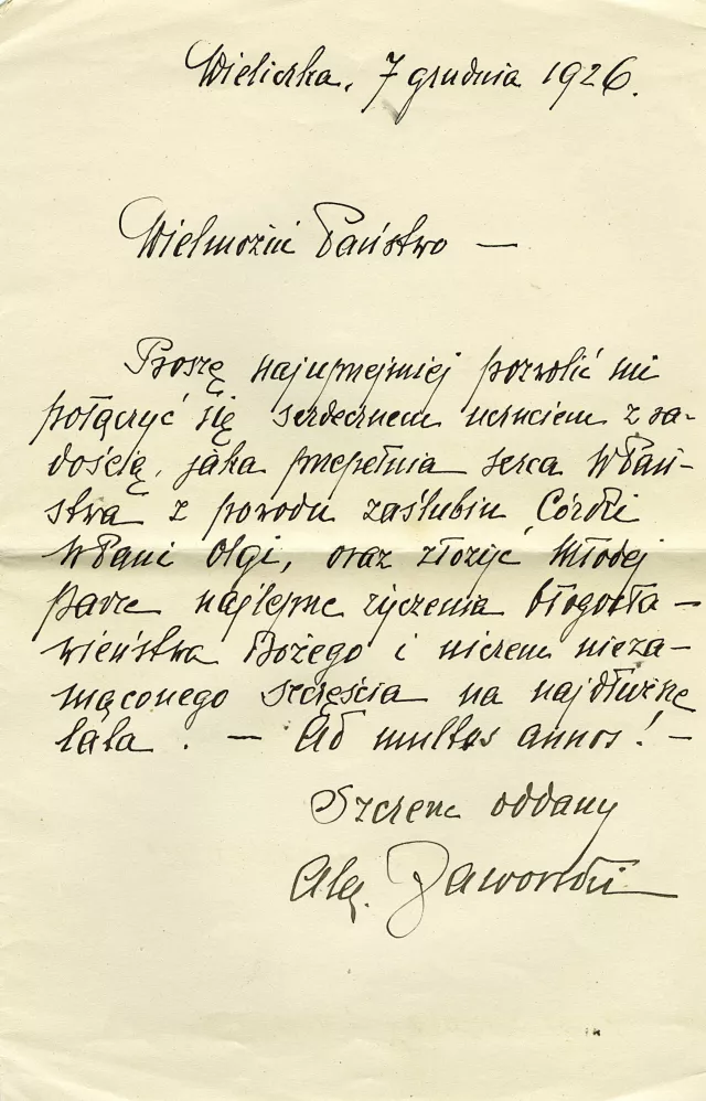 Letter to Maria and Mojzesz Horowitz