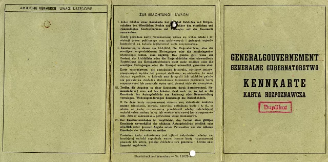 The Kennkarte of Apolonia Starzec with the false name Zofia Dzioblowska