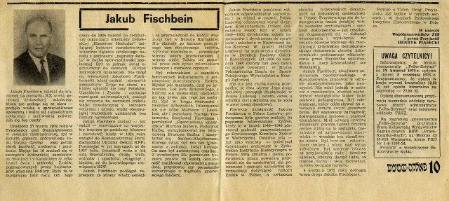 Obituary to Jakub Fischbein