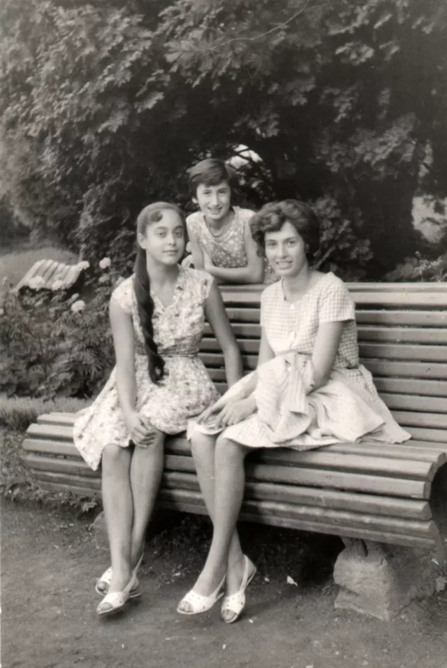 Eva Frank and Judit Incze with a friend