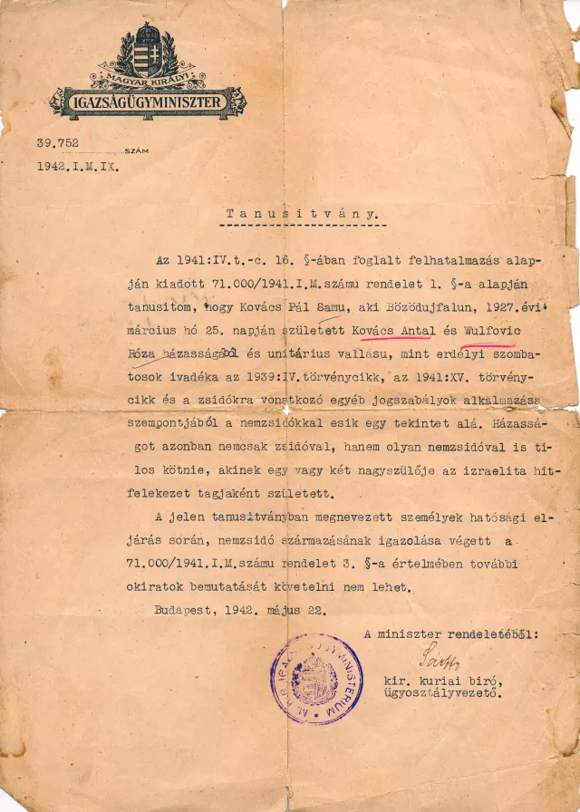 Tanúsitvány Tanúsitvány