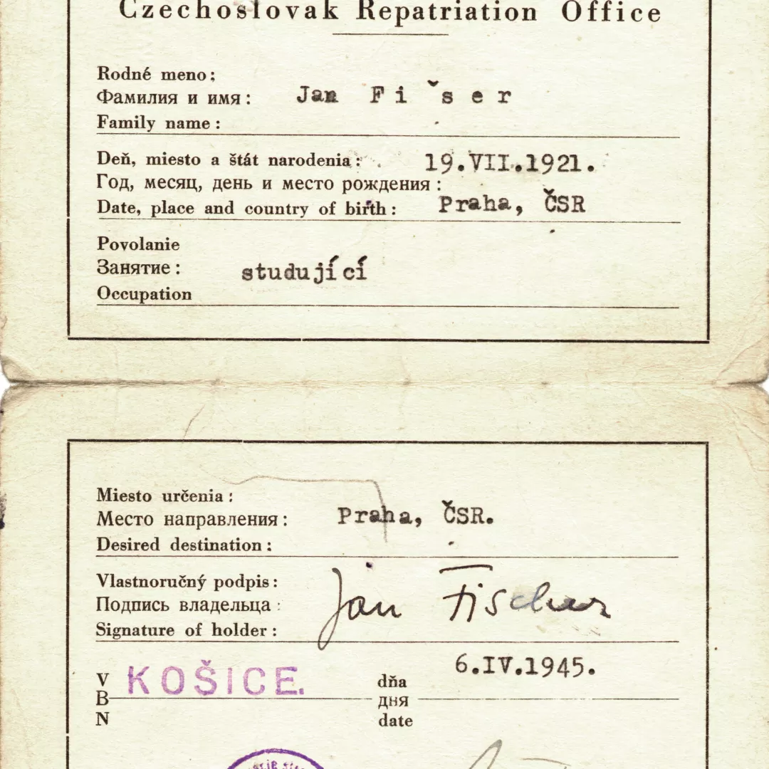 Repatriation Card Jan Fischer's repatriation card | Centropa